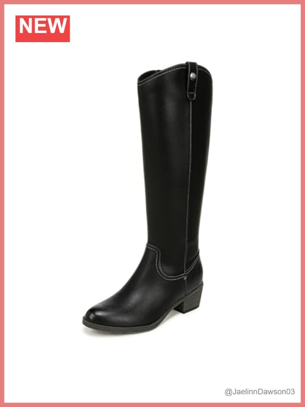 Women's Knee-High Block Heel Boots Side Zip Synthetic Upper
